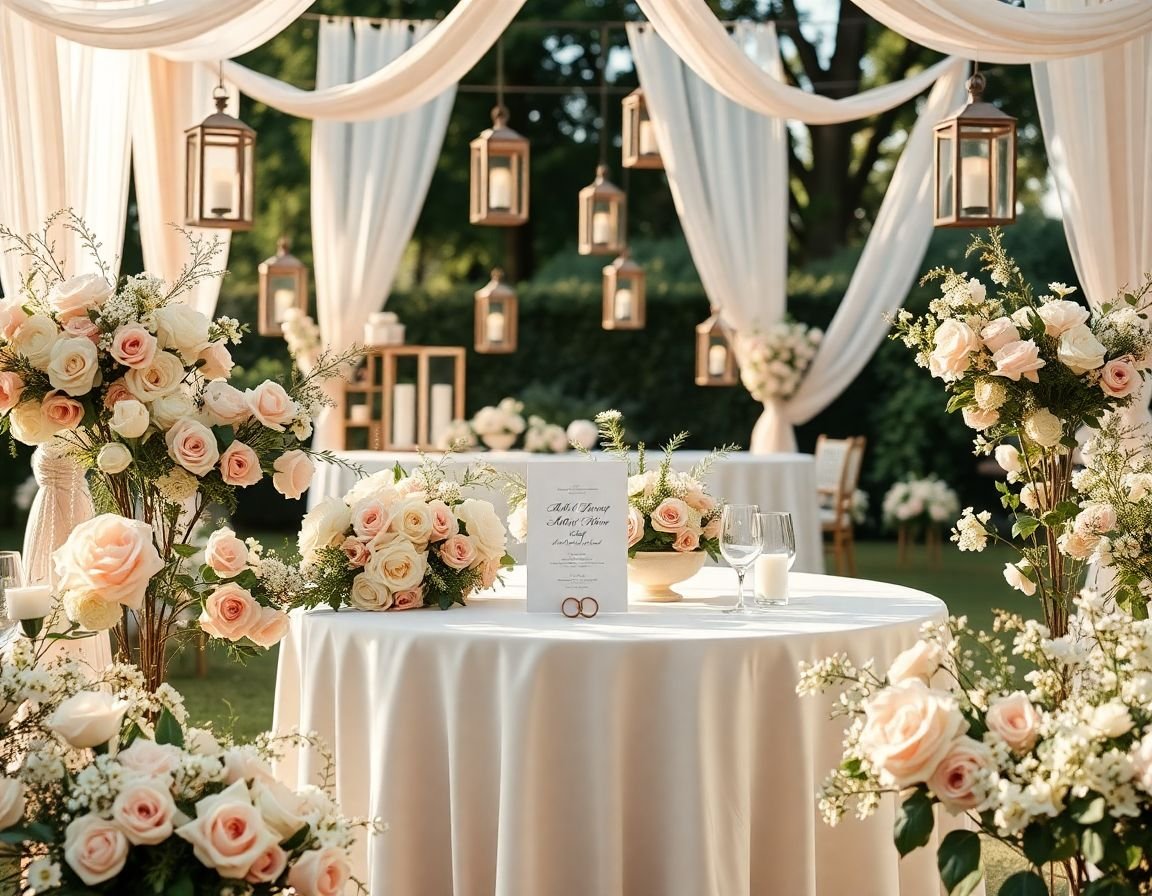 Boda elegante al aire libre con decoraciones en tonos pastel y detalles sofisticados