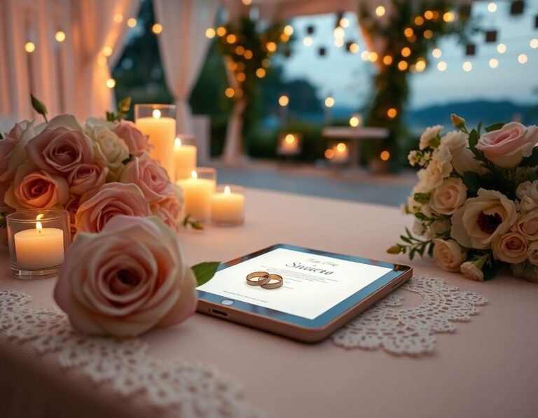 Boda soñada en tonos pastel con anillos, flores y decoración minimalista en un entorno exterior elegante